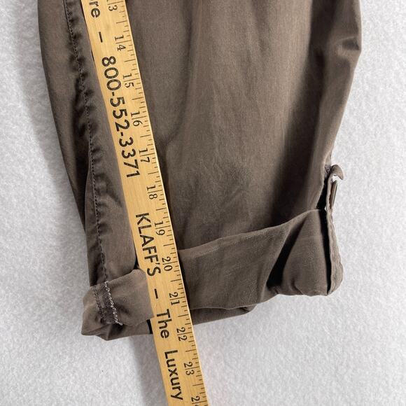 EILEEN FISHER Pants M Organic Cotton Stretch Twill Tapered Cropped Cuff Brown - Picture 13 of 14